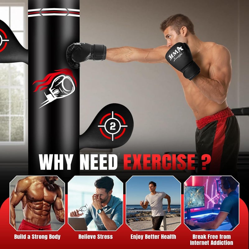 JUOIFIP Upgraded Heavy Freestanding Punching Bag for Adults Teens, 70” Standing Punching Bag Kicking Bag Heavy Bag, Women Men Kickboxing Bags for Training MMA Fitness Home Gym - Image 5